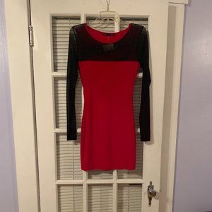 NWT Red and Black Bodycon Dress in Size Medium